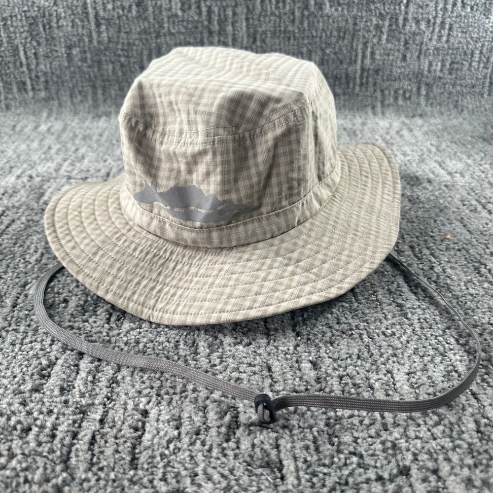 Outdoor Research Kids Tan Gingham Plaid Sun Bucket Hat Size L 6-12Y Adjustable